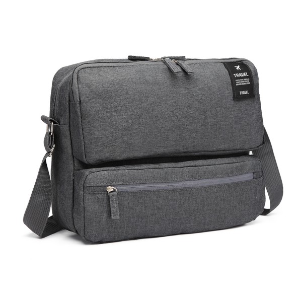 E6851 - Kono Multi Compartment Travel Shoulder Bag - Grey