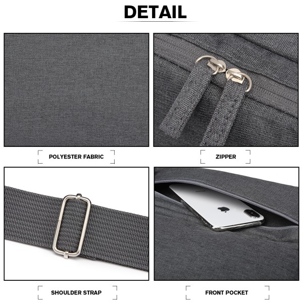 E6851 - Kono Multi Compartment Travel Shoulder Bag - Grey
