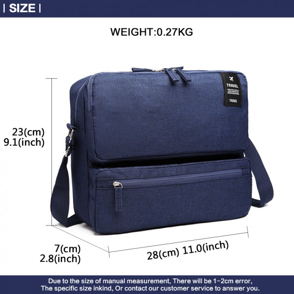 E6851 - Kono Multi Compartment Travel Shoulder Bag - Navy E6851 - Kono Multi Compartment Travel Shoulder Bag - Navy
