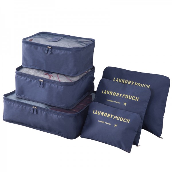 E6874 - Kono 6 Piece Polyester Travel Luggage Organiser Bag Set - Navy E6874 - Kono 6 Piece Polyester Travel Luggage Organiser Bag Set - Navy