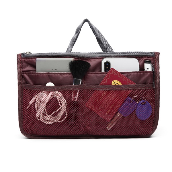 E6876 - Miss Lulu Folding Nylon Handbag Organiser - Burgundy