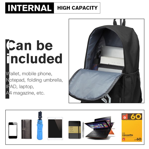 E6877 - Kono Multi-functional Glow-in-the-Dark Trolley Backpack - Black