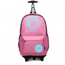 E6877- Kono wielofunkcyjny Glow w Dark Backpack Trolley- Pink