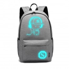 E6878 - KONO GLOW IN THE DARK WATERPROOF BACKPACK GREY