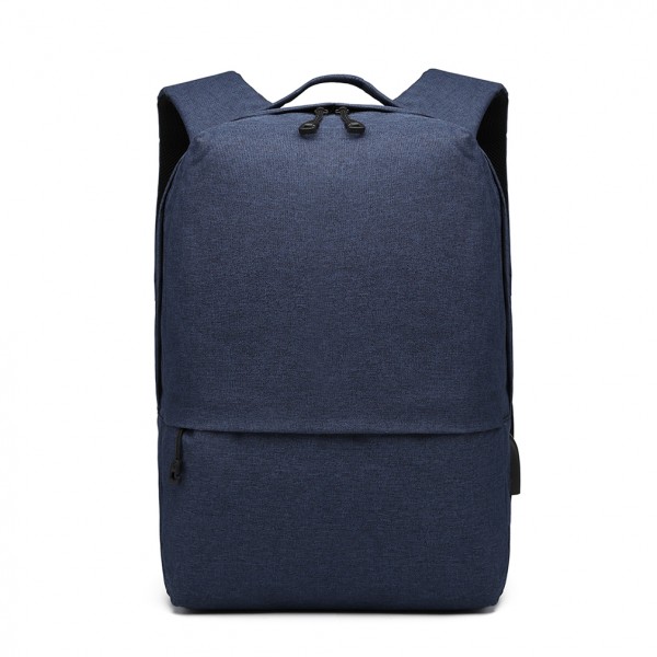E6891 - Kono Waterproof Basic Backpack with USB Charging Port - Blue