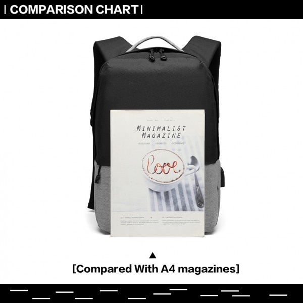 E6891 - Kono Waterproof Basic Backpack with USB Charging Port - Black E6891 - Kono Waterproof Basic Backpack with USB Charging Port - Black