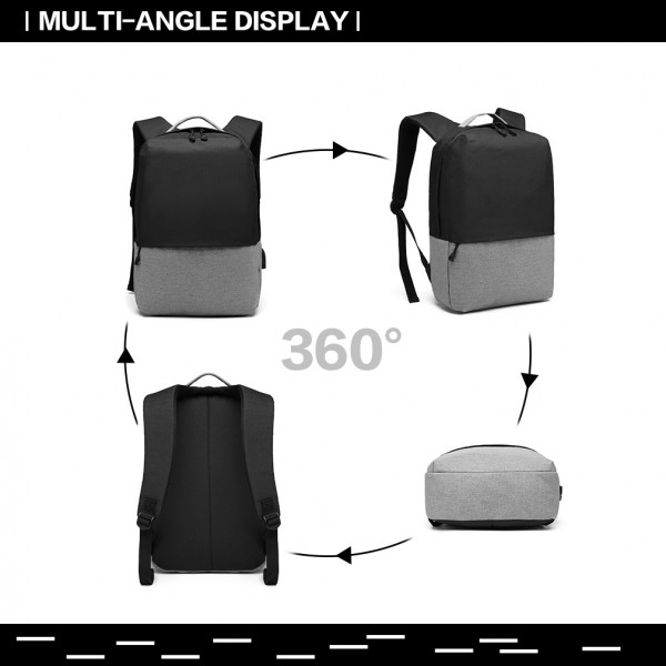 E6891 - Kono Waterproof Basic Backpack with USB Charging Port - Black E6891 - Kono Waterproof Basic Backpack with USB Charging Port - Black