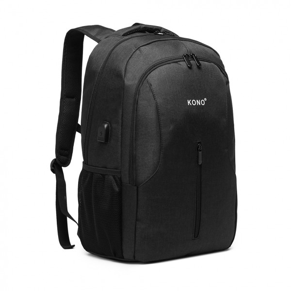 E6904 - Kono Large Backpack with USB Charging Interface - Black