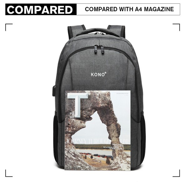 E6904 - Kono Large Backpack with USB Charging Interface - Grey
