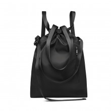 E6912 - Kono Nylon Multi Way Drawstring Backpack Shoulder Bag - Black