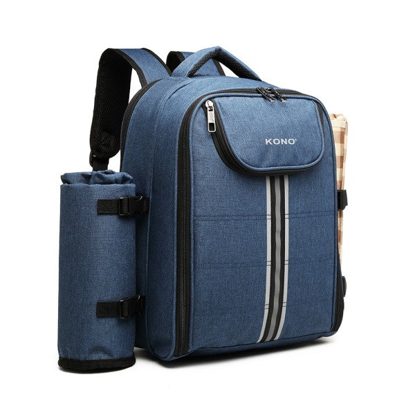 E6915 - Kono Canvas Picnic Backpack - Navy Blue