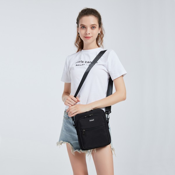 E6925 - Kono Multi Pocket Cross Body Umhängetasche - Schwarz