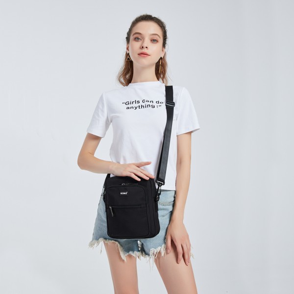 E6925 - Kono Multi Pocket Cross Body Umhängetasche - Schwarz