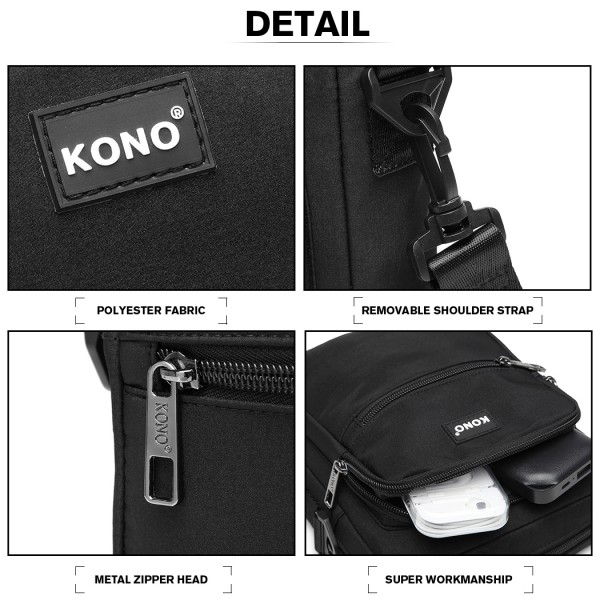 E6925 - Kono Multi Pocket Cross Body Umhängetasche - Schwarz E6925 - Kono Multi Pocket Cross Body Umhängetasche - Schwarz