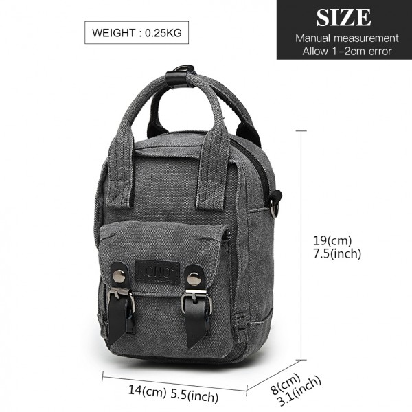 E6929 - Kono Mini Multi-Way Umhängetasche /Rucksack - Schwarz