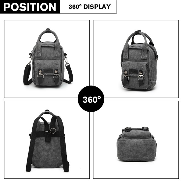 E6929 - Kono Mini Multi-Way Umhängetasche /Rucksack - Schwarz