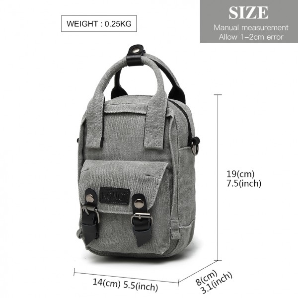 E6929 - Kono Mini Multi-Way Umhängetasche /Rucksack - Grau