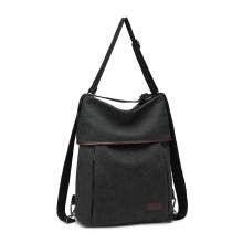 EB2041 - Kono Two Way Canvas Shoulder Bag Backpack - Black