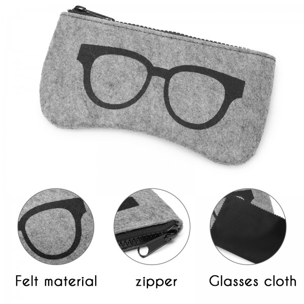 EB2065 - Soft Felt Glasses Case - Grey And Black