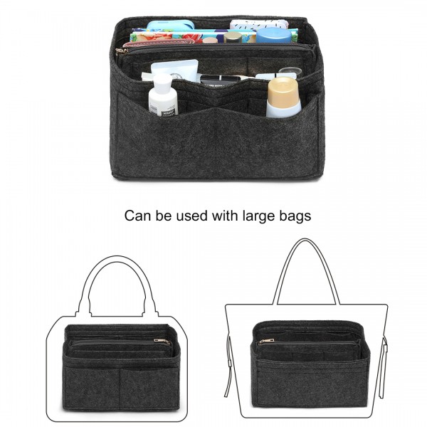 EB6932 - Kono Multi Compartment Handbag Organiser - Dark Grey