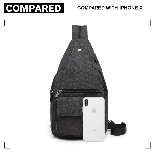 EQ2028 - Kono Casual Canvas Single Strap Sling Backpack - Black