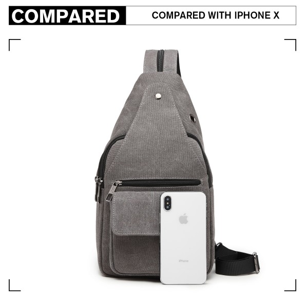 EQ2028 - Kono Casual Canvas Single Strap Sling Backpack - Grey