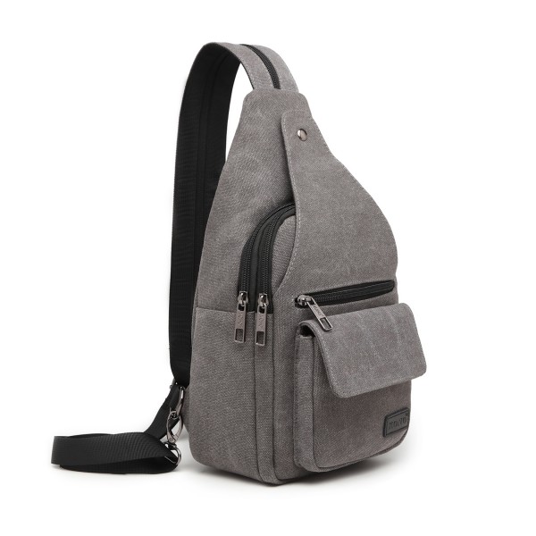 EQ2028 - Kono Casual Canvas Single Strap Sling Backpack - Grey