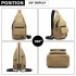 EQ2028 - Kono Casual Canvas Single Strap Sling Backpack - Khaki