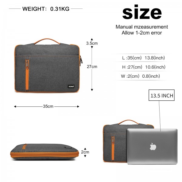 EQ2029 - Kono Structured Slim 13.5 inch Laptop Sleeve - Grey
