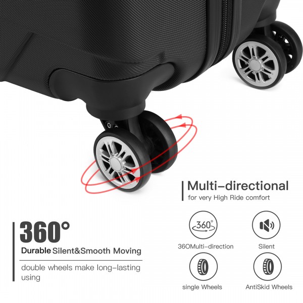 K1772-2L - Kono Hartschalenkoffer mit 20-Zoll-Verbandeffekt - Schwarz