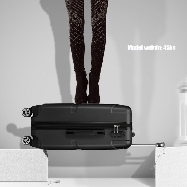 K1772-2L - Kono 20 Inch Bandage Effect Hard Shell Suitcase - Black