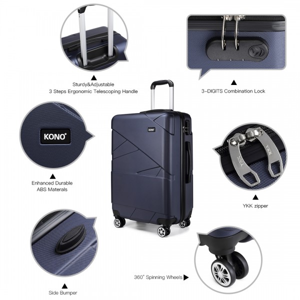 K1772-2L - Kono Hartschalenkoffer mit 20-Zoll-Verbandeffekt - Navy K1772-2L - Kono Hartschalenkoffer mit 20-Zoll-Verbandeffekt - Navy