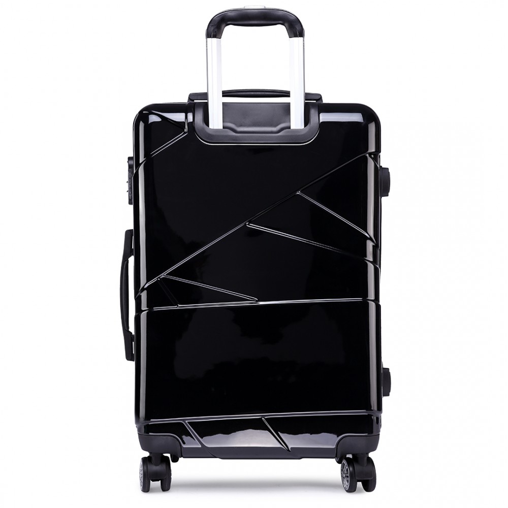 K1772LKono Bandage Effect Hard Shell Suitcase 24 Inch Luggage Set Black