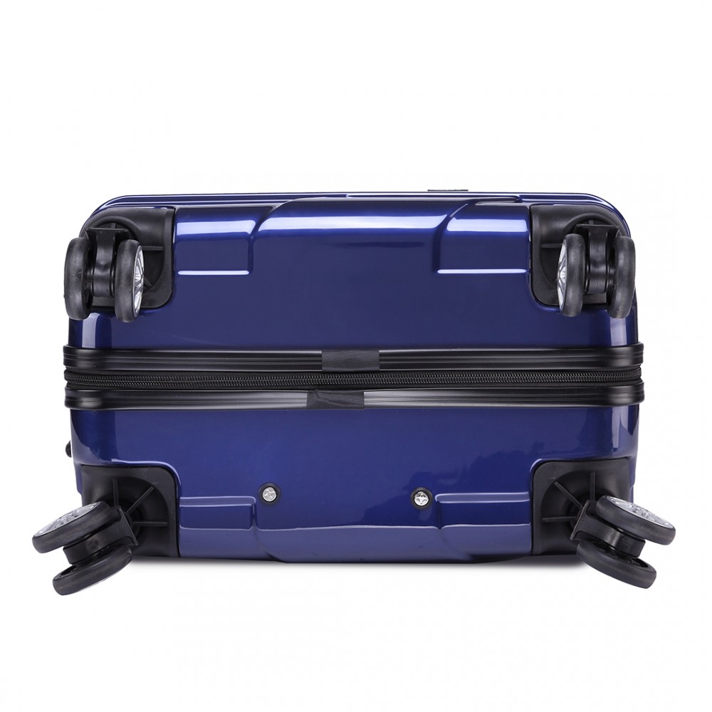 K1772LKono Bandage Effect Hard Shell Suitcase 20 Inch Luggage Set Navy