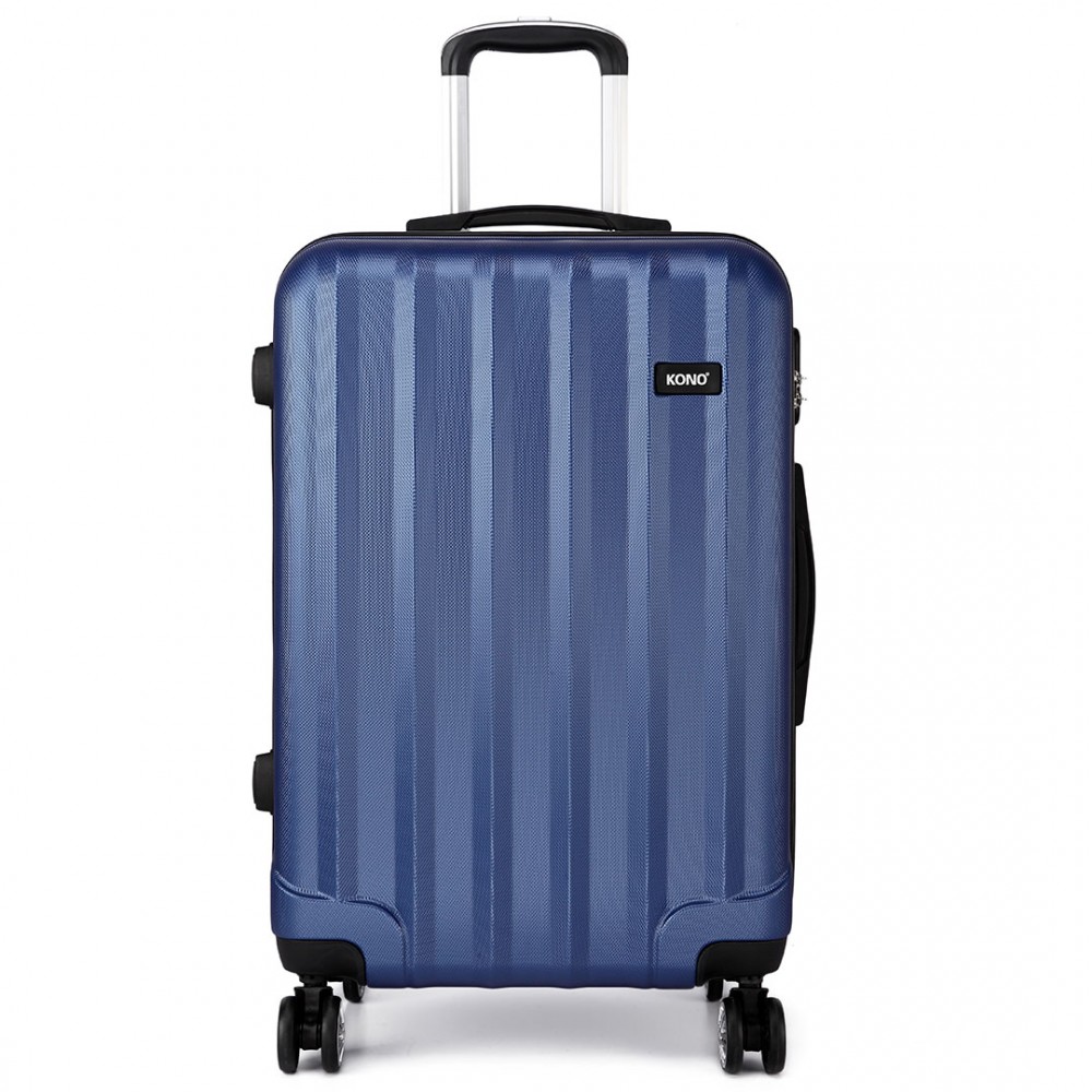K1773L Kono Vertical Stripe Hard Shell Suitcase 20 Inch Luggage Set Navy