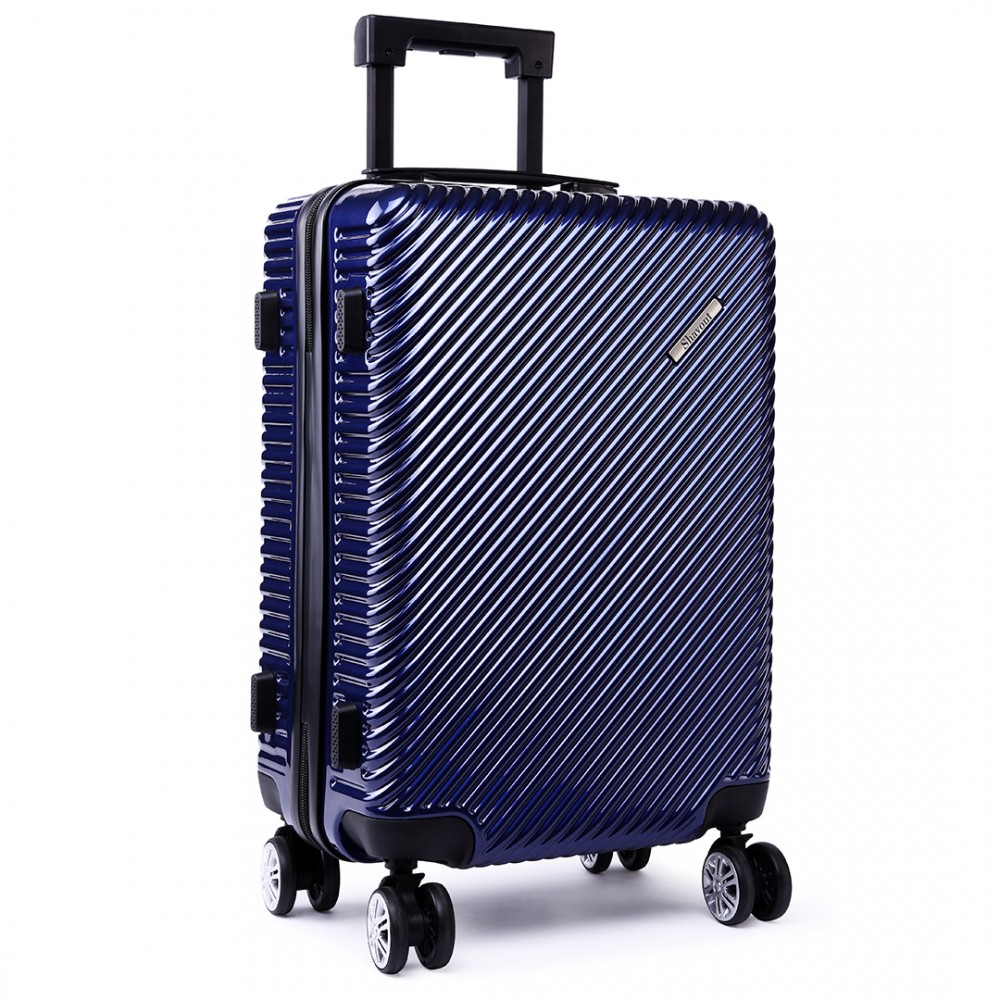 K1775L Shavont Deluxe Hard Shell Suitcase 20'' Cabin Size Luggage Navy