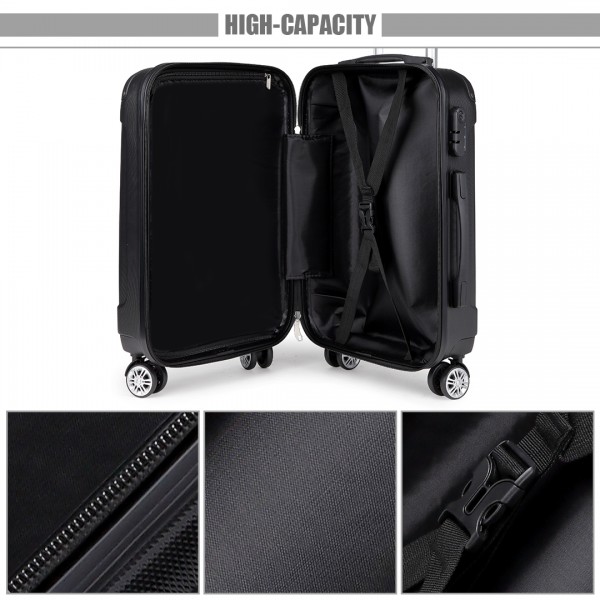 K1777L - Kono 24 Inch ABS Hard Shell Suitcase Luggage - Black