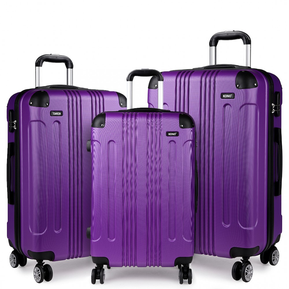 K1777L Kono 202428 Inch ABS Hard Shell Suitcase 3 Pieces Set