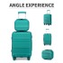 K1871-1L - Kono ABS Sculpted Horizontal Design 4 Pcs Suitcase Set With Vanity Case - Teal