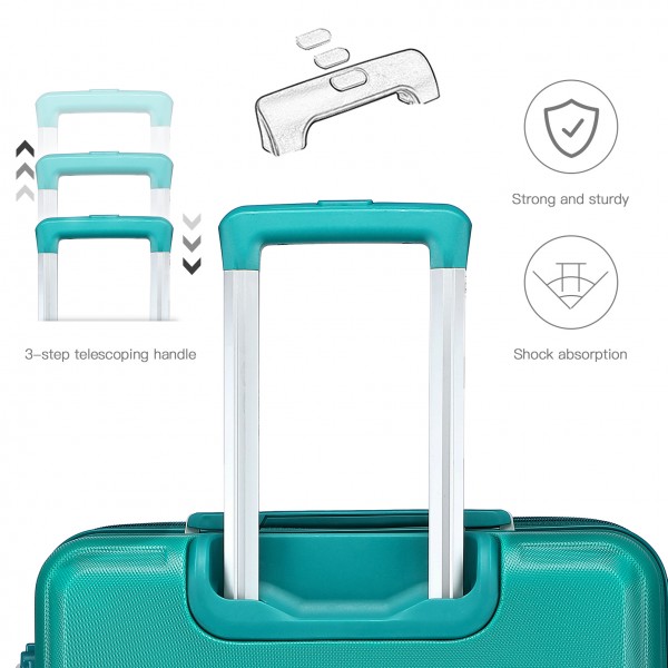 K1871-1L - Kono ABS 20 Inch Sculpted Horizontal Design Cabin Luggage - Teal