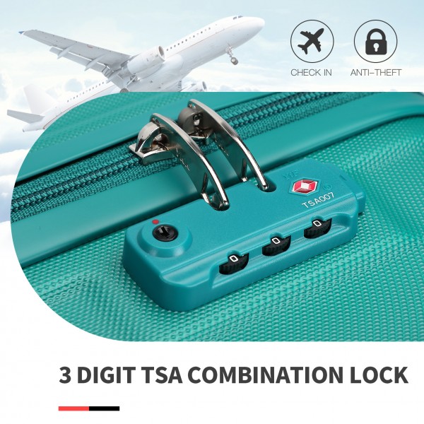 K1871-1L - Kono ABS 28 Inch Sculpted Horizontal Design Suitcase - Teal