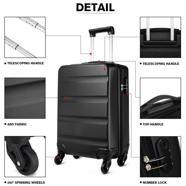 K1991L-Kono Horizontal Design ABS Hartschalengepäck 24 Zoll Koffer Schwarz K1991L-Kono Horizontal Design ABS Hartschalengepäck 24 Zoll Koffer Schwarz