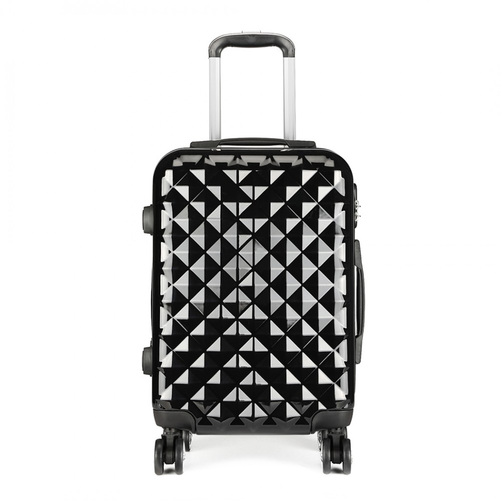 K1992 Kono Multifaceted Diamond Pattern Hard Shell 20 Inch Suitcase Black
