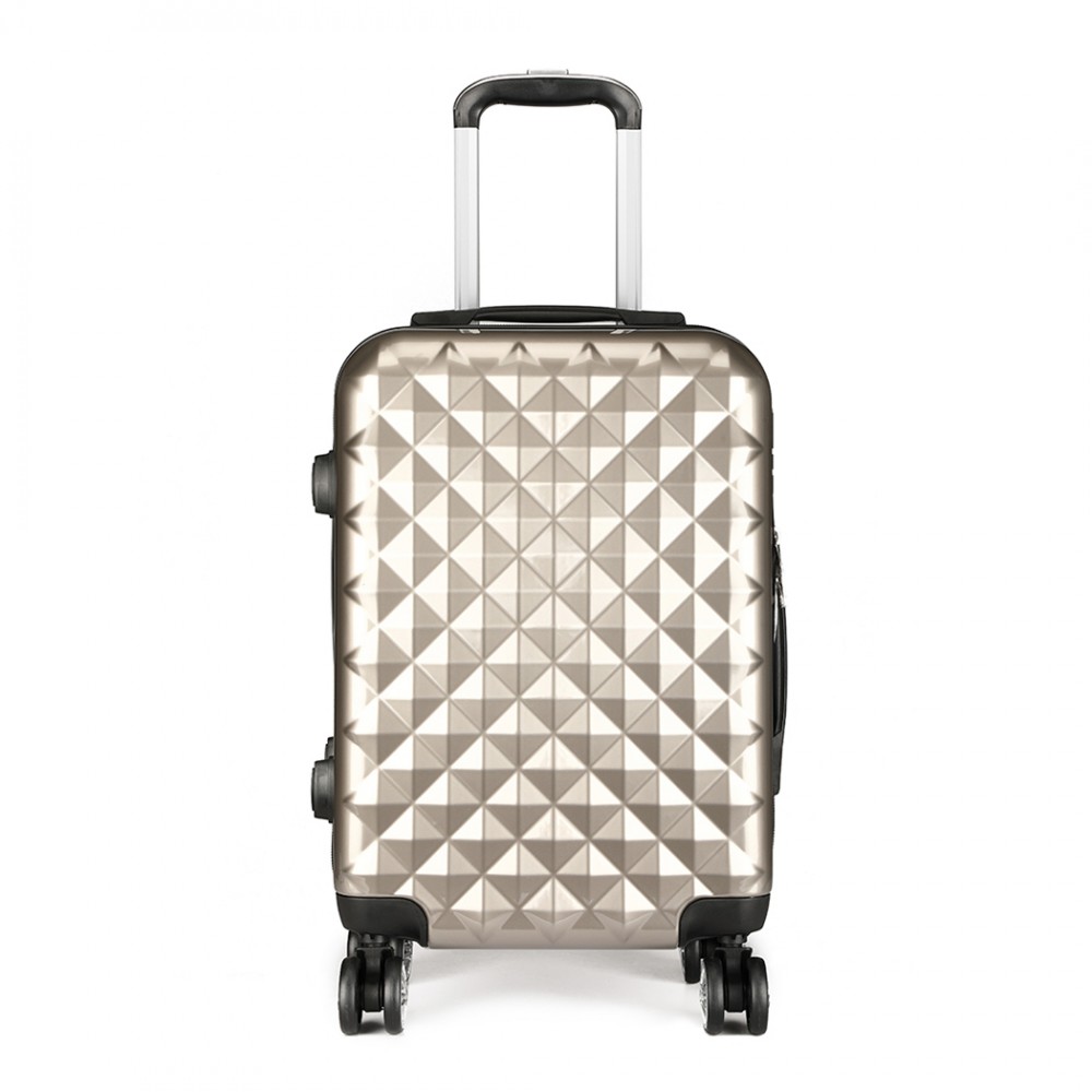 K1992 Kono Multifaceted Diamond Pattern Hard Shell 20 Inch Suitcase Gold