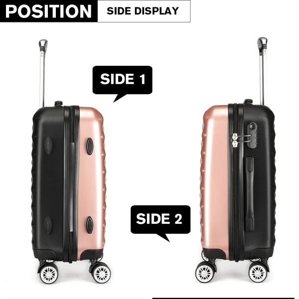 K1992 - Kono Multifaceted Diamond Pattern Hard Shell 20 Inch Suitcase - Nude (Rose Gold)