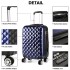 K1992 - Kono Multifaceted Diamond Pattern Hard Shell 20 Inch Suitcase - Navy