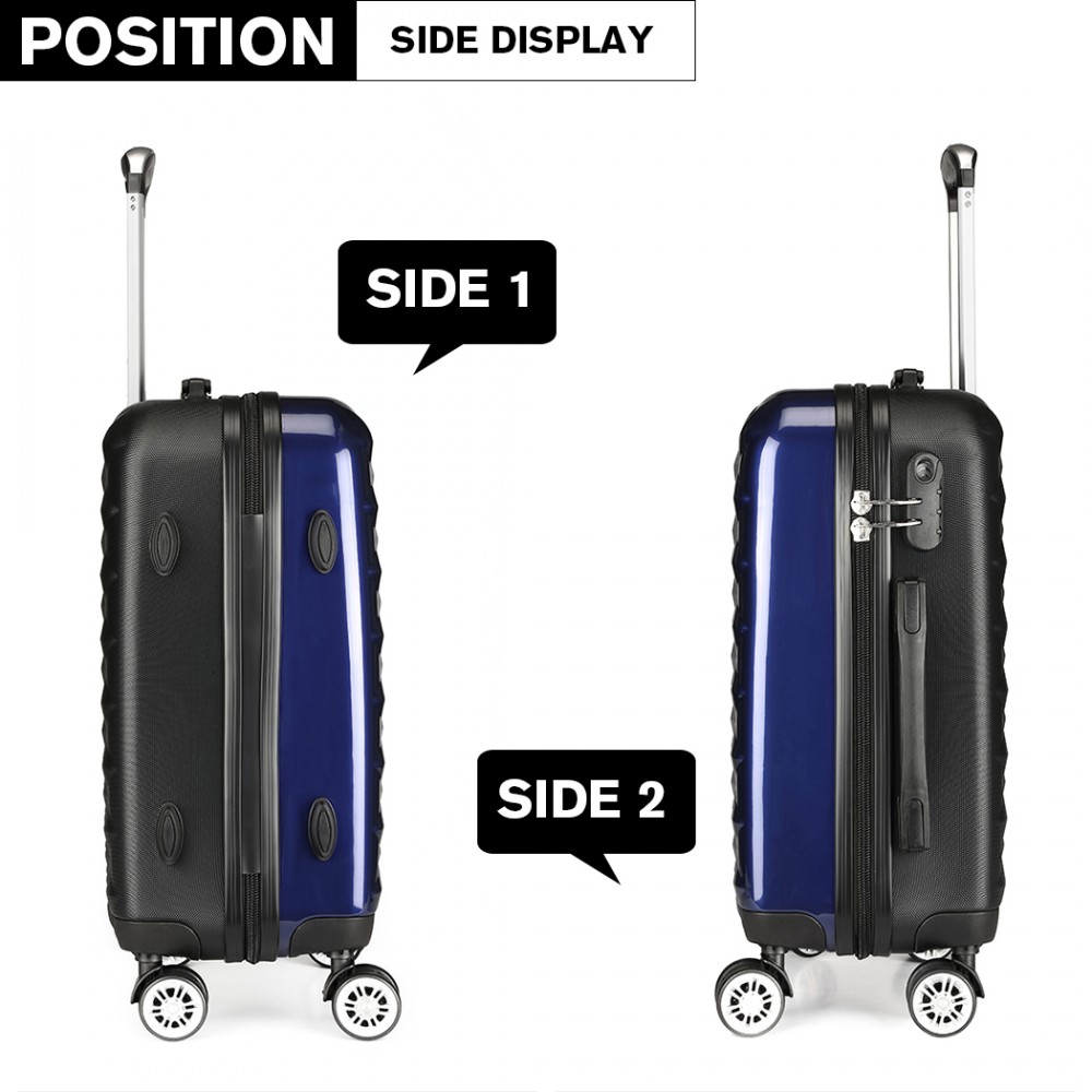 K1992 Kono Multifaceted Diamond Pattern Hard Shell 20 Inch Suitcase Navy