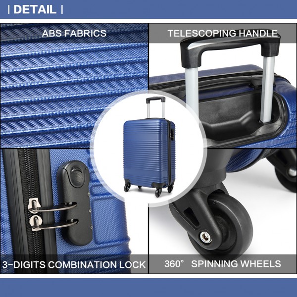 K1996L KONO ABS HARD SHELL CARRY ON SUITCASE NAVY