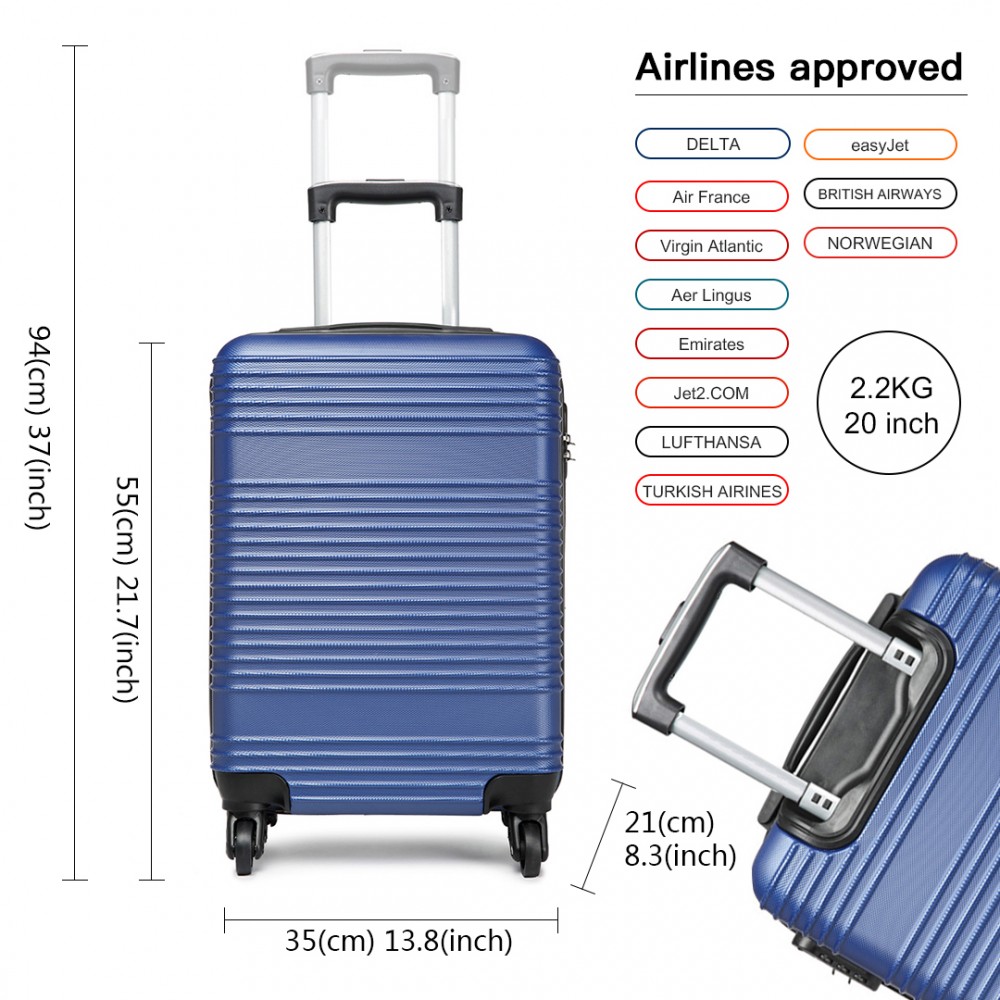 K1996L KONO ABS HARD SHELL CARRY ON SUITCASE NAVY