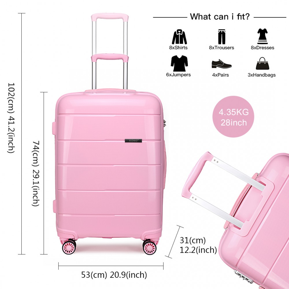 K1997L KONO 28 INCH HARD SHELL PP SUITCASE PINK